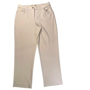 Chicos Zenergy Womens Beige Straight Leg Stretch Performance Pants Size 1 RG US8